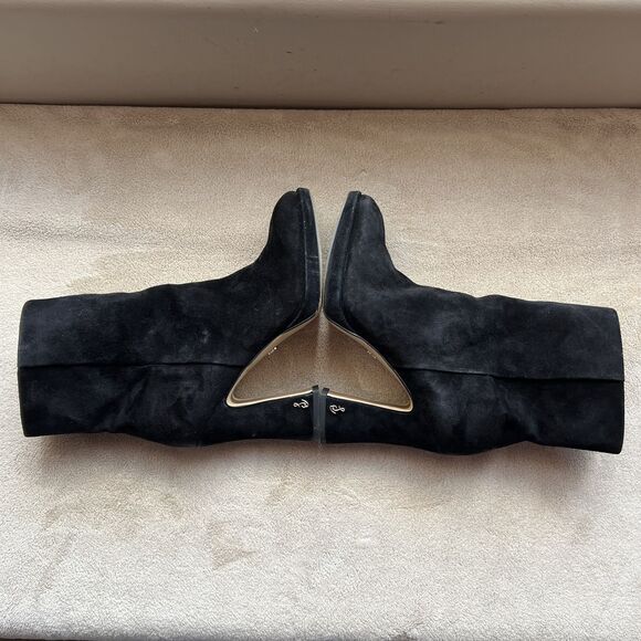 Sam Edelman Jaye Black Suede Heeled Platform Boots Booties Women’s 6 Side Zip - Picture 4 of 16